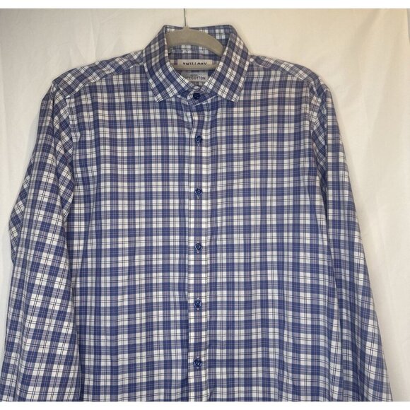 Twillory Blue Pink Plaid Tailored Fit Long Sleeve Button Up Shirt Sz 16 36/37 - Picture 2 of 8